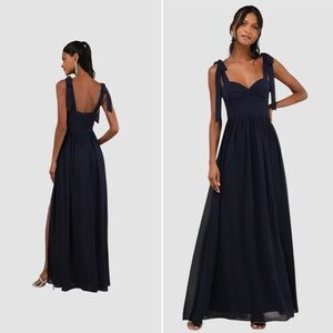 Maxi Dress M Lulus Radiant Charisma Navy Tie Strap NWT